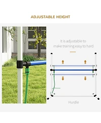 3 Piece Dog Agility Training Equipment Set, Dog Agility Set with Adjustable Height Hurdles, Spray Water Tube, Whistle, Carry Bag, White