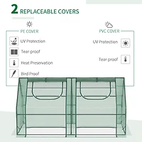 6' x 3' x 3' Portable Greenhouse, Garden Green House with 2 Pe/Plastic Covers, Steel Frame and 2 Roll Up Windows, Green