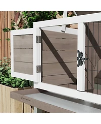 Streamdale Furniture Elevated Wooden Rabbit Hutch, Indoor/Outdoor Bunny Cage with Hinged Asphalt Roof and Removable Tray for Single, Dwarf, or Guinea