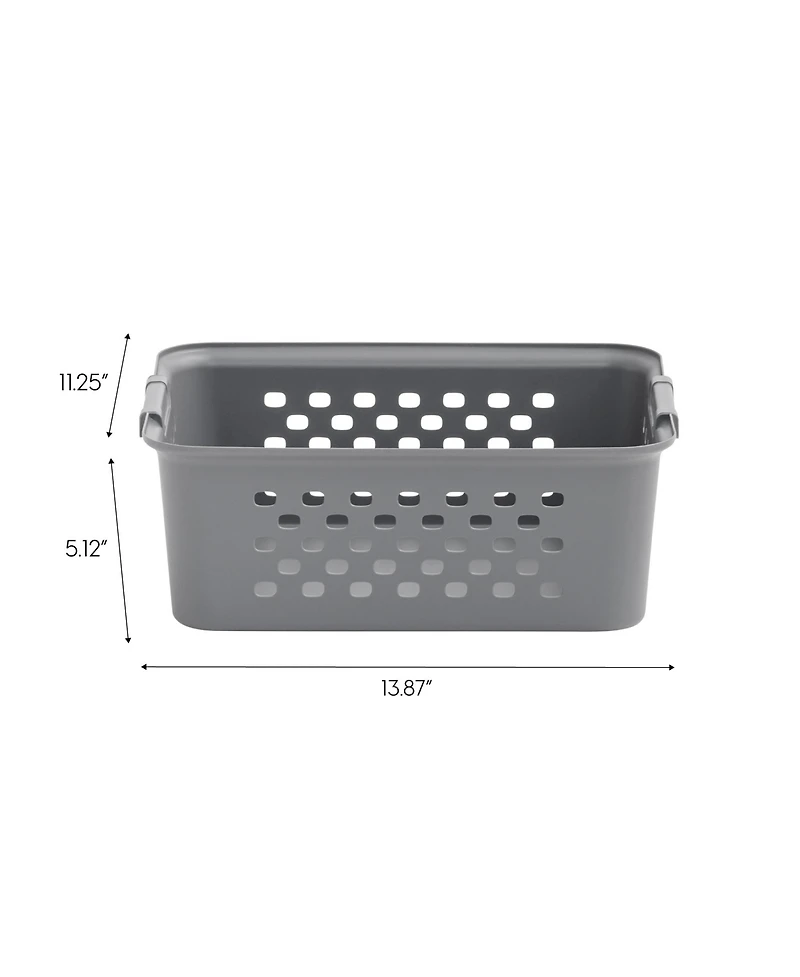 Iris Usa Medium Organizer Storage Basket, Gray, Pack of 4