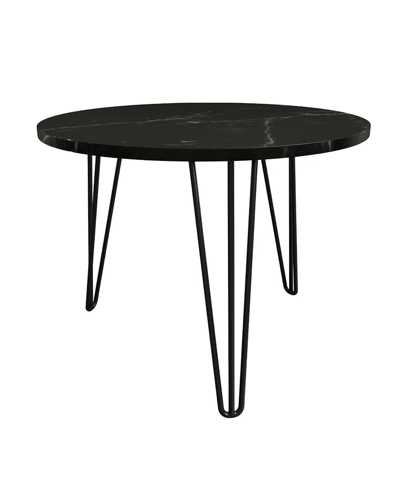 Streamdale Furniture 27.56" Round Nesting Coffee Table Set of 2, Circular Nesting End Table Set, Round Marble Tabletop, and Sturdy Metal Base for Livi