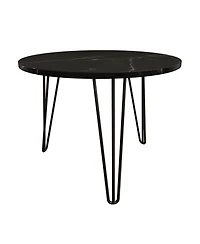 Streamdale Furniture 27.56" Round Nesting Coffee Table Set of 2, Circular Nesting End Table Set, Round Marble Tabletop, and Sturdy Metal Base for Livi