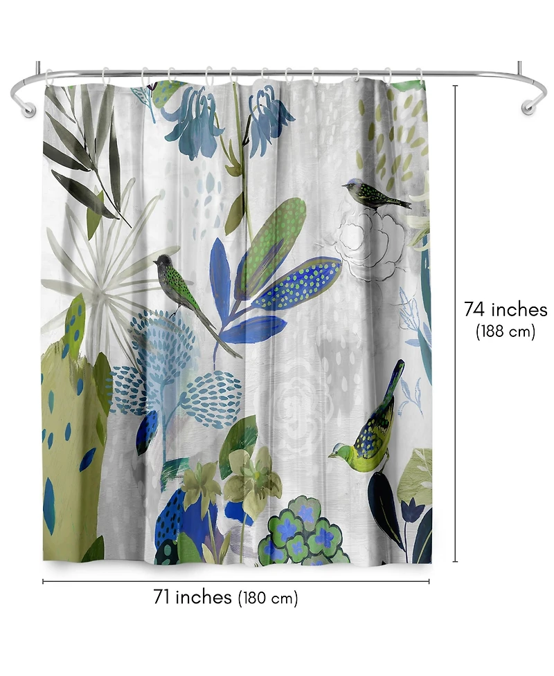 Floral Shower Curtain Where the Passion Flower Grows by Pi Creative Art - Blue