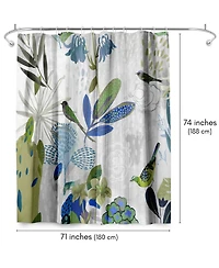 Floral Shower Curtain Where the Passion Flower Grows by Pi Creative Art - Blue