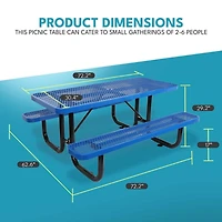 Streamdale Steel Picnic Table with Umbrella Hole in Blue