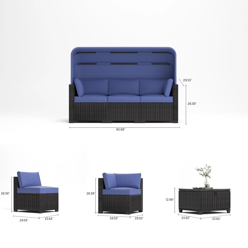 Streamdale Outdoor Daybed with Canopy and Ottoman