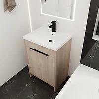 Eco-Friendly Freestanding Bathroom Vanity with Adjustable Shelves and Soft-Closing Doors