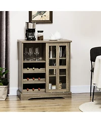 Coffee Bar Cabinet, 36" Sideboard Buffet Cabinet with Sliding Door, Wine Cabinet with Storage, Gray