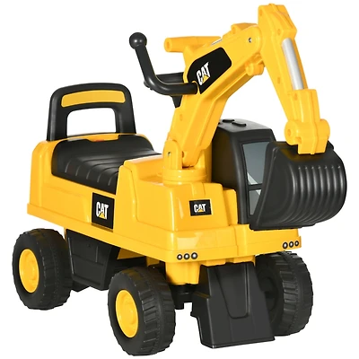 Excavator Ride on Toy, Cat Licensed Kids Manual Pedal Ride on Excavator with Manual Shovel, Horn, Hidden Storage for 18-36 Months Boys and Girls, Yell