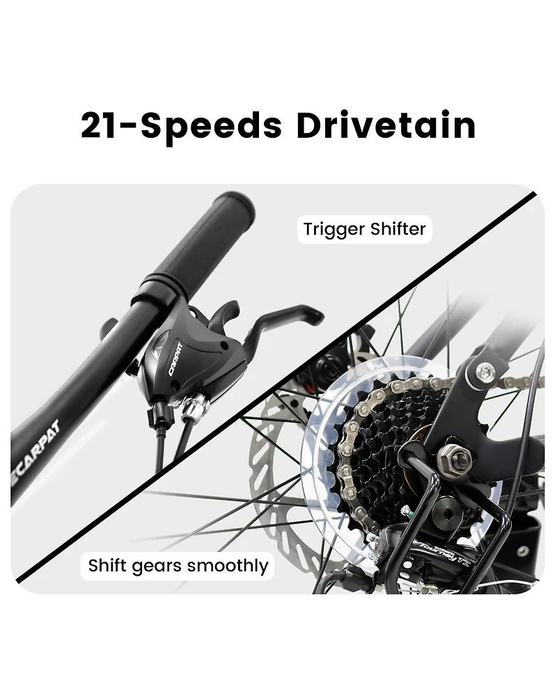 Streamdale Furniture Mountain Bike 24 Inch Wheels, 21-Speed Full Suspension Mens Womens Trail Commuter City Mountain Bike