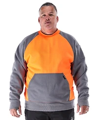RefrigiWear Men's Two-Tone HiVis Crewneck Sweatshirt - High Visibility Safety Pullover with Contrast Design