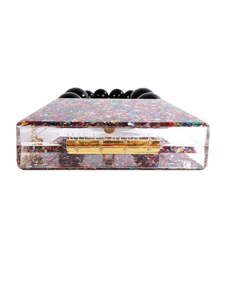 Milanblocks Forever Love confettie Top Handle Acrylic Clutch