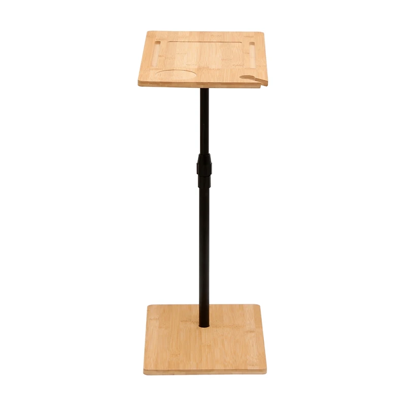 Streamdale Furniture Bamboo Couch Tray Table Height Adjustable C-Shaped End Table with Slots 2 Tier Sofa Side Table for Living Room & Bedroom (Rectang