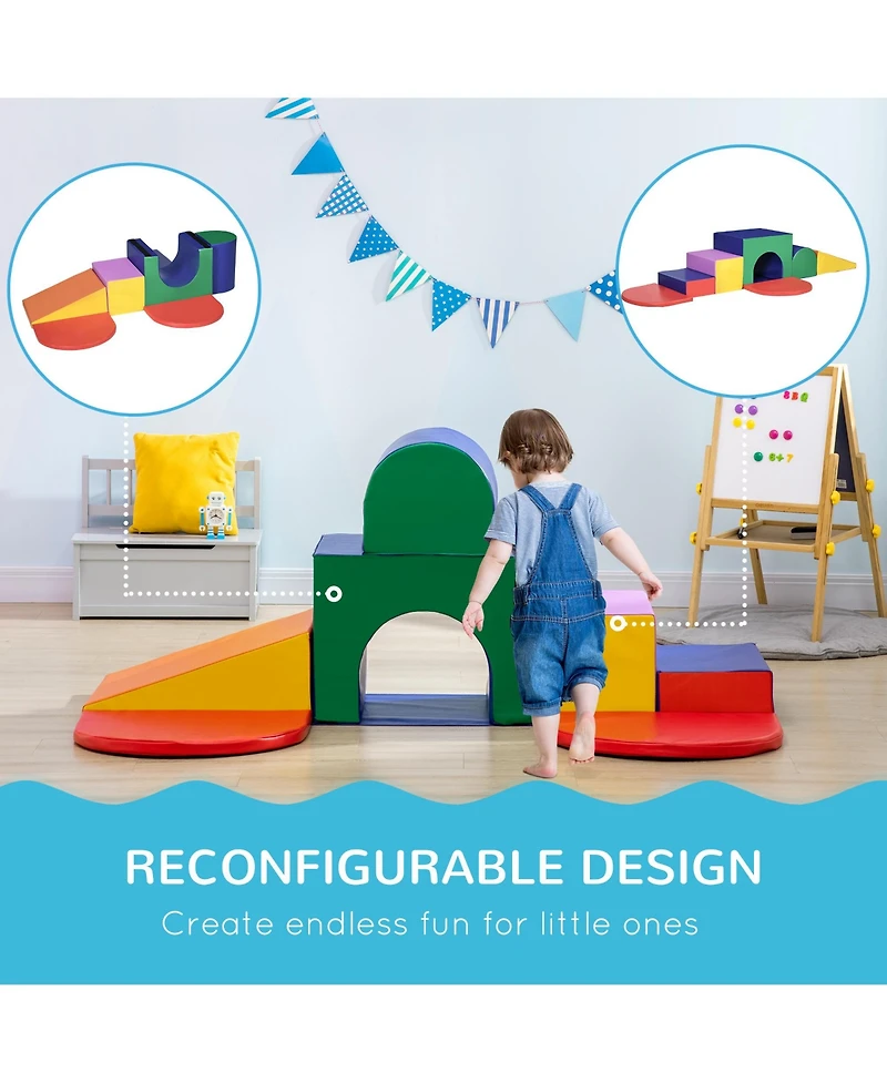 Simplie Fun 7-Piece Baby Soft Play Equipment, Toddler Climber for Creativity and Shape Discovery, with Easy-to-Clean Surface, Climbing Toy for Toddler