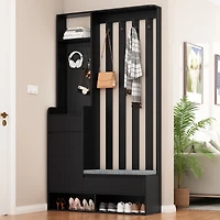 Streamdale Modern Hall Tree Storage Bench with Pegboard & Hooks