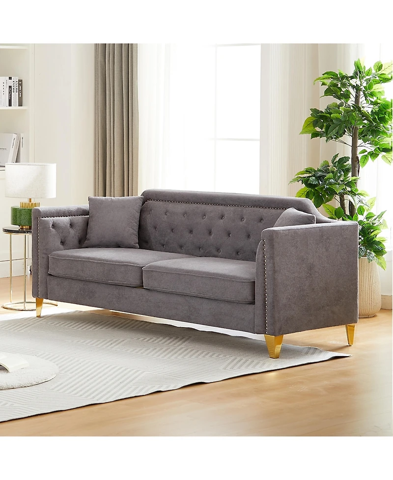 Streamdale Mid-Century Modern Chenille Sofa with Tufted Buttons