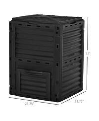 Garden Compost Bin 80 Gallon Outdoor Large Capacity Composter Fast Create Fertile Soil Aerating Box, Easy Assembly, Black