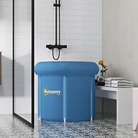 Ice Bath Tub, 79 Gallon Outdoor Portable Cold Plunge Tub with Thermo Lid, Cover and Carry Bag for Athletes Recovery and Cold Water Therapy, Dark Blue