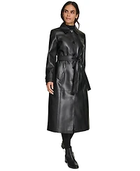 Calvin Klein Women's Belted Faux-Leather Trench Coat
