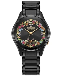 Citizen Eco-Drive Women's Disney Pixar Coco Sugar Skull Black-Tone Stainless Steel Bracelet Watch 37mm