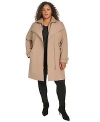 Calvin Klein Plus Belted Long-Sleeve Wrap Coat, Created for Macy's