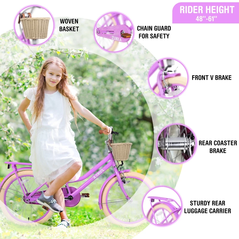Streamdale Girls' 20" Bike with Basket for Ages 7-10