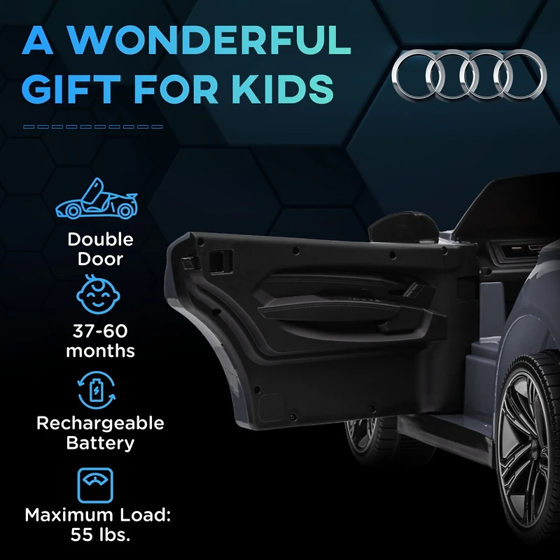 Kids Ride on Car, 12V Licensed Audi Rs E-tron Gt 3.1 Mph Electric Car for Kids, Ride-on Toy for Boys and Girls with Remote Control, 4 Wheels with Susp