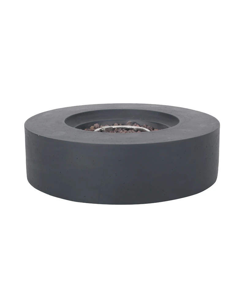 Lightweight Concrete Outdoor Circular Fire Pit, Dark Gray 50,000 Btu (Tank Cover Not Included)
