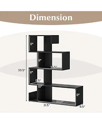 Costway 1 Pcs 5-Tier S-Shaped Bookshelf with Open Cubes Anti-Toppling Kits Freestanding Bookcase