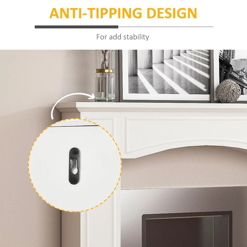 Modern Fireplace Mantel, Surround Mantels for Fireplace with Decorative Pattern Interior Width 29" White
