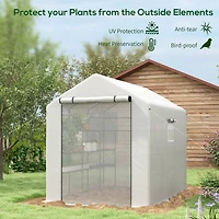 8' x 6' x 7' Walk-in Greenhouse with Mesh Door and Windows, 18 Shelf Green House with Trellis, Plant Labels, Uv protective for Growing Flowers, Herbs,