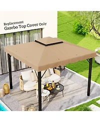 9.8' x 9.8' Gazebo Replacement Canopy, Gazebo Top Cover with Double Vented Roof for Garden Patio Outdoor (Top Only), Khaki