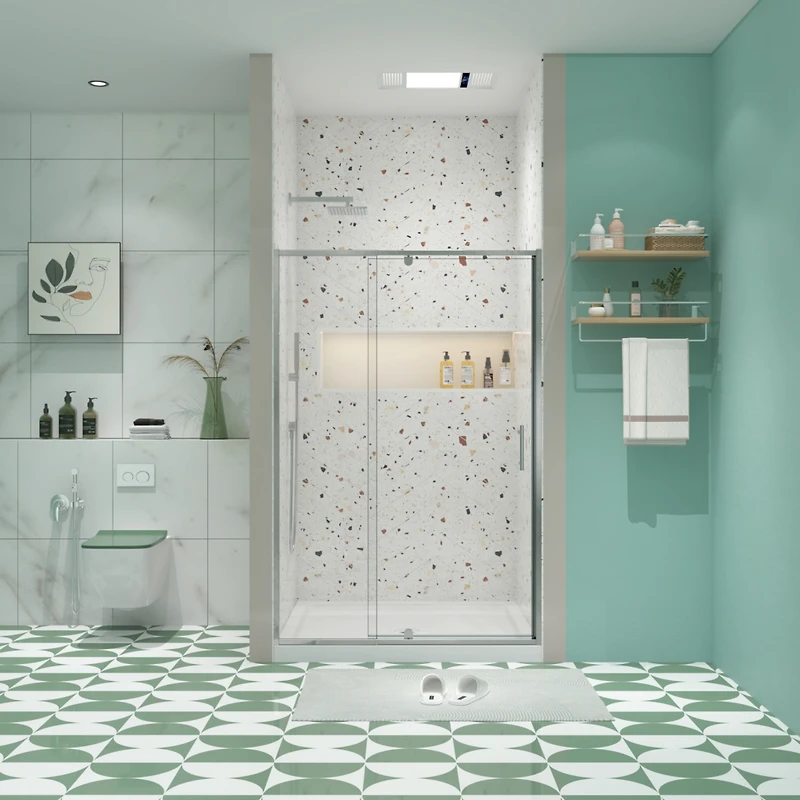 Streamdale Chrome Pivot Swing Glass Shower Door (50-54" W x 71" H)