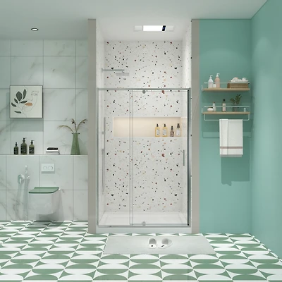 Streamdale Chrome Pivot Swing Glass Shower Door (50-54" W x 71" H)