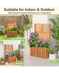 Costway 1 Pcs Wooden Plant Stand Raised Garden Bed with Trellis & Planter Box Privacy Screen