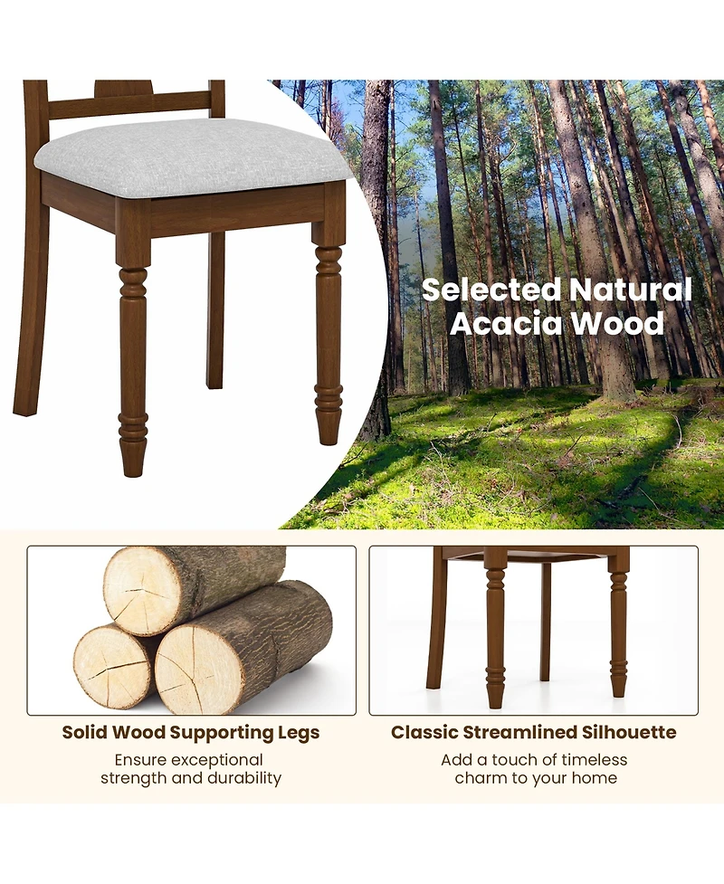 Gymax Set of 4 Upholstered Wooden Dining Chair w/ Seat Storage Space Brown