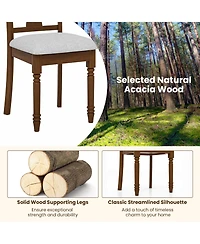 Gymax Set of 4 Upholstered Wooden Dining Chair w/ Seat Storage Space Brown