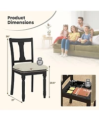 Gymax Set of 4 Upholstered Wooden Dining Chair w/ Seat Storage Space Brown