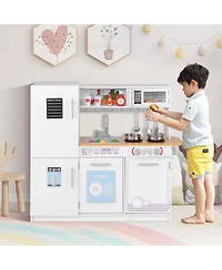 Kids Kitchen Play Set with Stove Removable Sink Oven Microwave Dish Washer