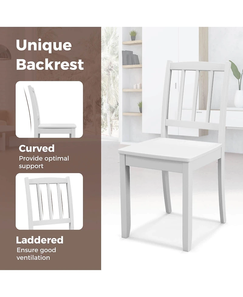 Wood Dining Chair Set of 2 with Rubber Wood Legs Curved Backrest for Kitchen