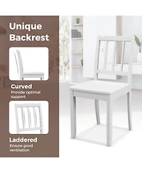 Wood Dining Chair Set of 2 with Rubber Wood Legs Curved Backrest for Kitchen