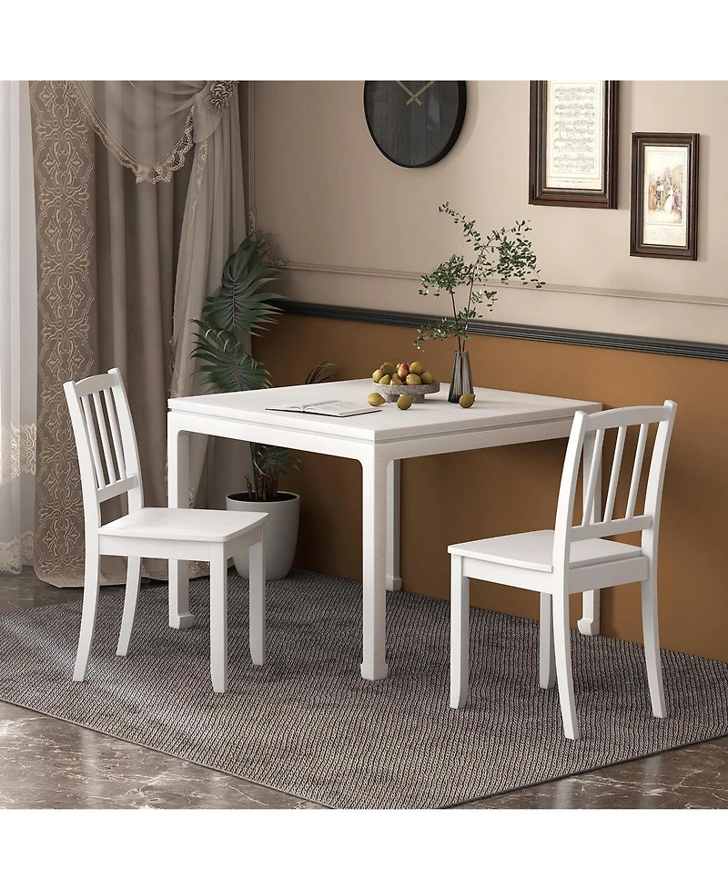 Wood Dining Chair Set of 2 with Rubber Wood Legs Curved Backrest for Kitchen