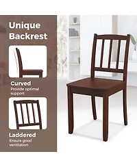Wood Dining Chair Set of 2 with Rubber Legs Curved Backrest for Kitchen