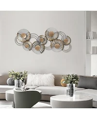 LuxenHome 47" W Distressed Metal Modern Flower Wall Decor