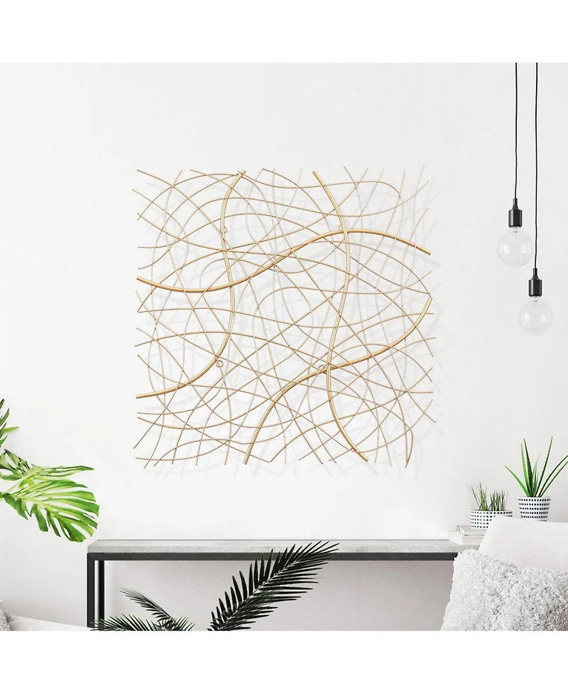 LuxenHome Handmade 26.4" Square Gold Modern Abstract Metal Wall Decor