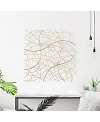 LuxenHome Handmade 26.4" Square Gold Modern Abstract Metal Wall Decor