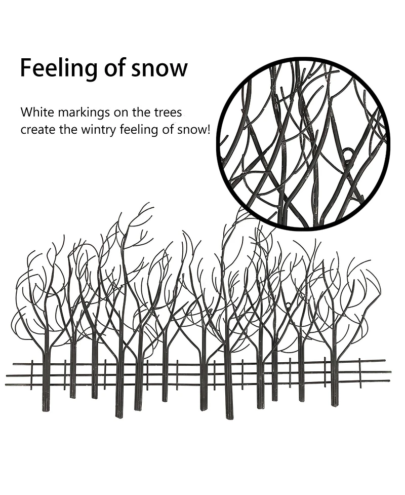 LuxenHome Snowy Black Metal Field of Trees Wall Decor