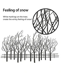LuxenHome Snowy Black Metal Field of Trees Wall Decor