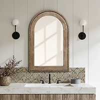 LuxenHome 39-Inch Wood Framed Arch Wall Mirror Accent Vanity Mirror Hanging Decor Large Wall Mounted Mirror