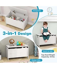 Kids Toy Box w/Safety Hinge Wood Storage Chest Flip-Top Storage Organizer